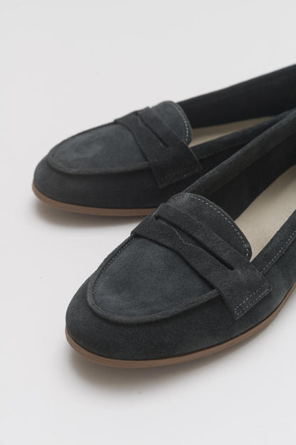 Dorothy - Dark Charcoal Suede Leather Loafers