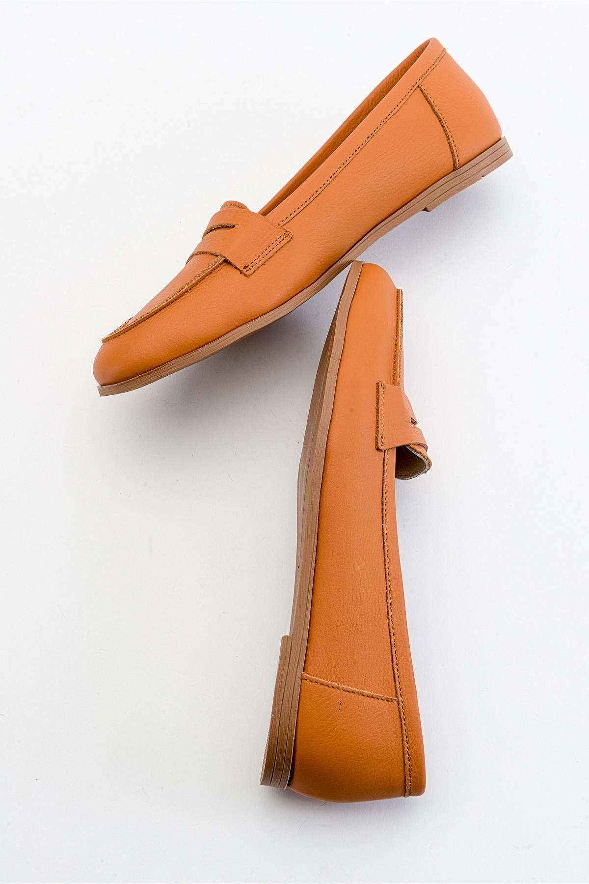 Dorothy - Orange Leather Loafers