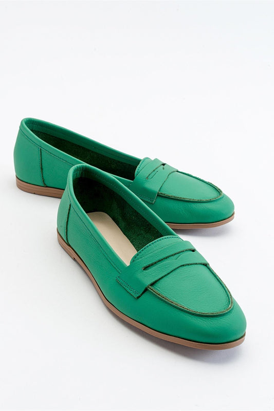 Dorothy - Green Leather Loafers
