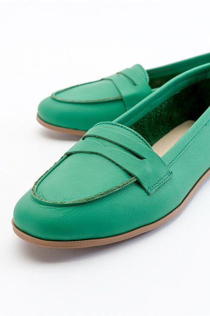 Dorothy - Green Leather Loafers