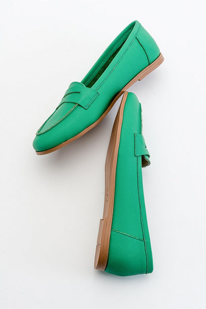 Dorothy - Green Leather Loafers
