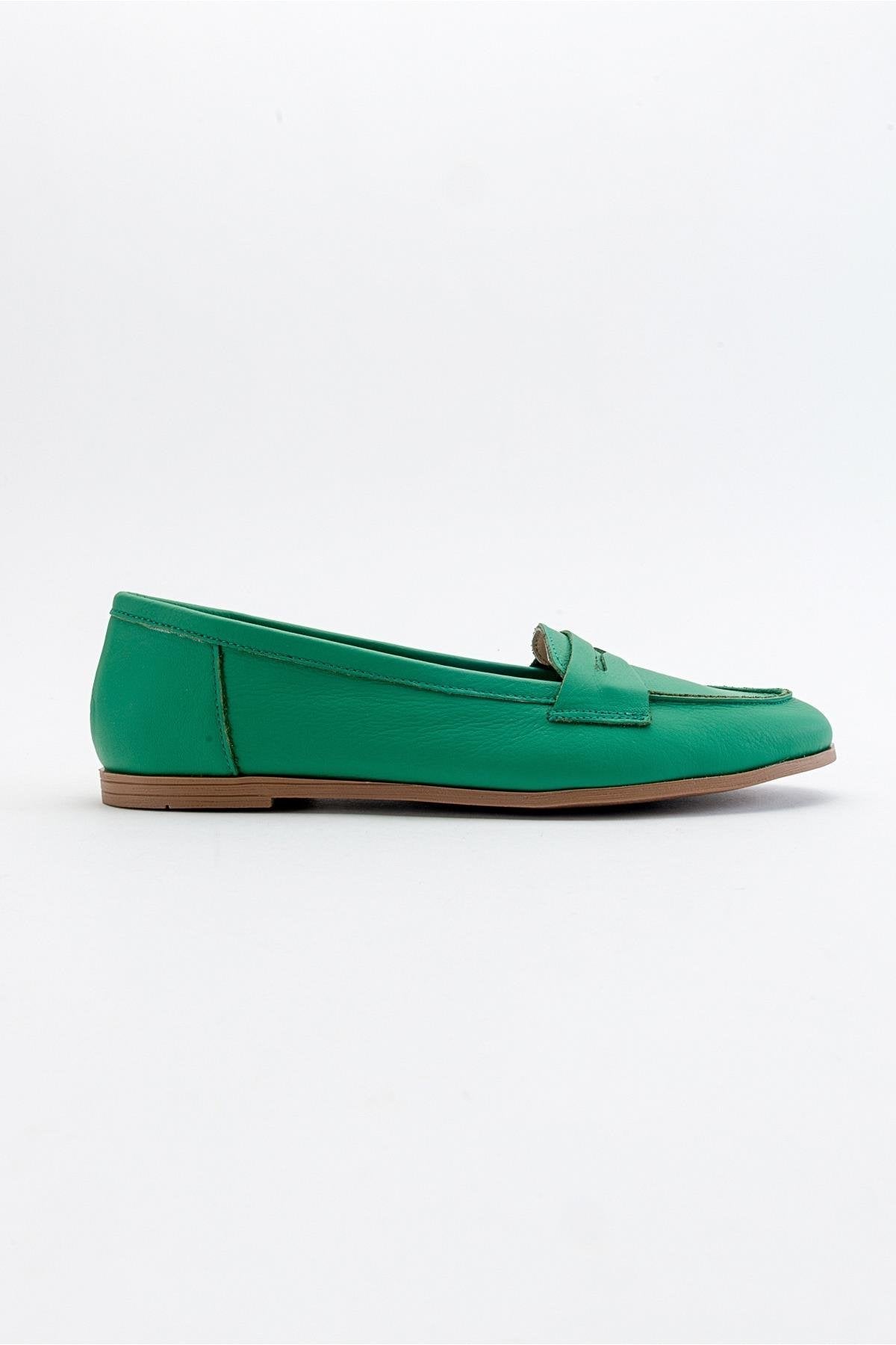 Dorothy - Green Leather Loafers