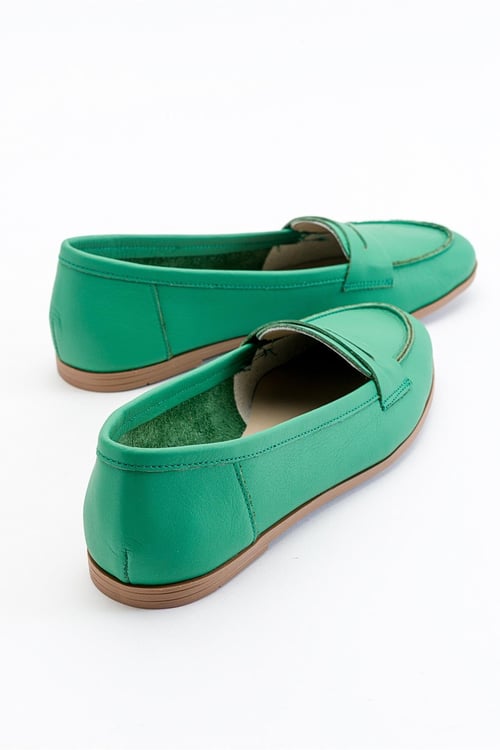 Dorothy - Green Leather Loafers