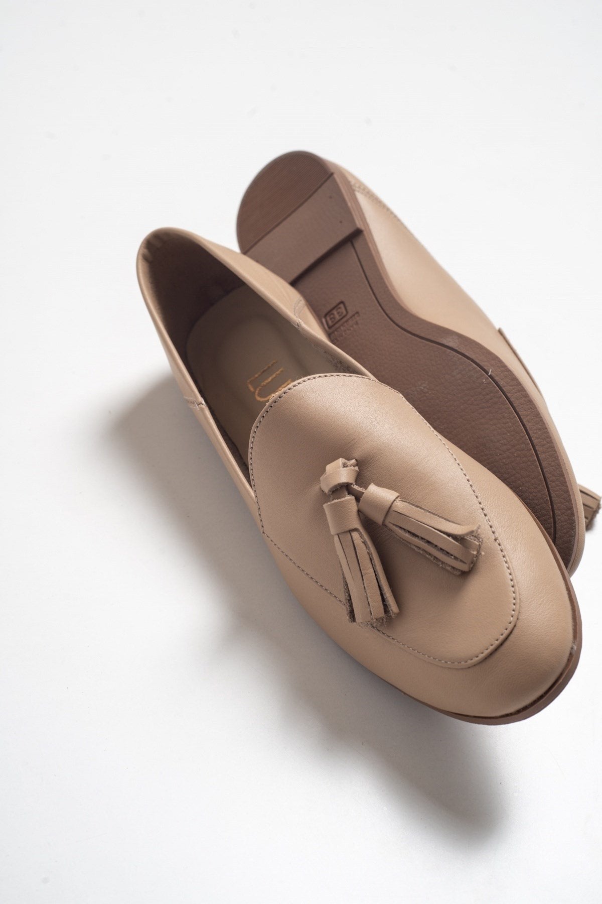 Mona - Cream Beige Soft Leather Tassel Loafers (Women)