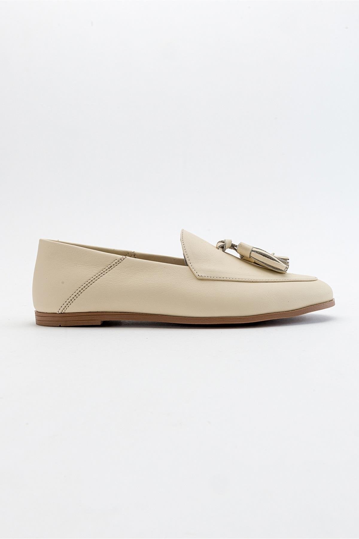 Mona - Light Beige Soft Leather Tassel Loafers (Women)