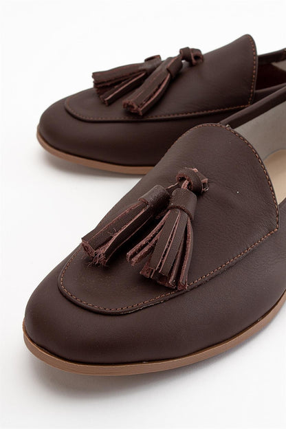 Mona - Brown Soft Leather Tassel Loafers (Women)