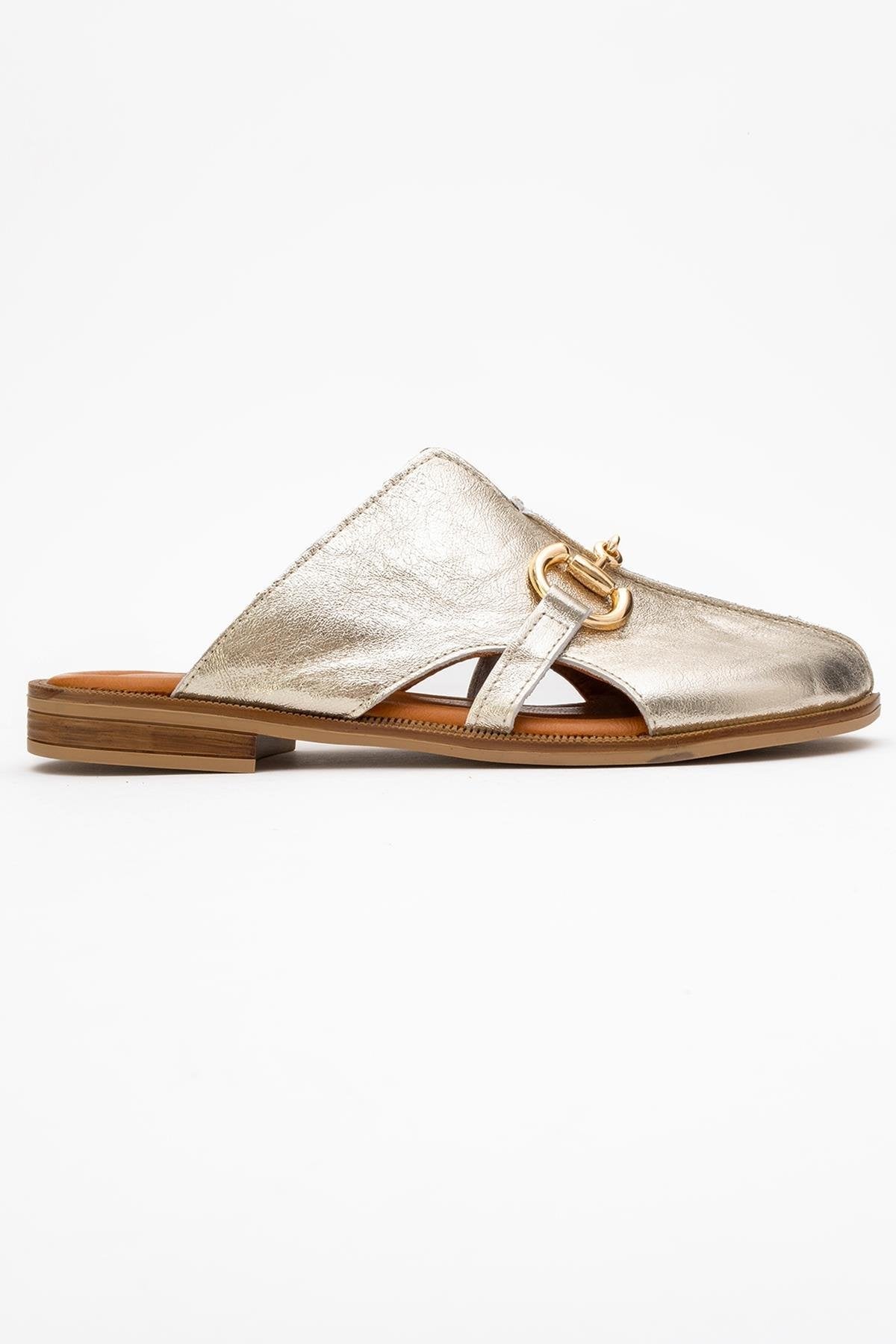 Favor - Gold Leather Mule Slide (Women)