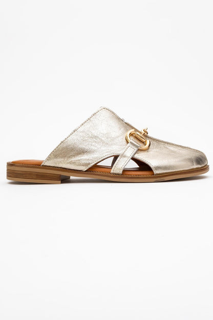 Favor - Gold Leather Mule Slide (Women)