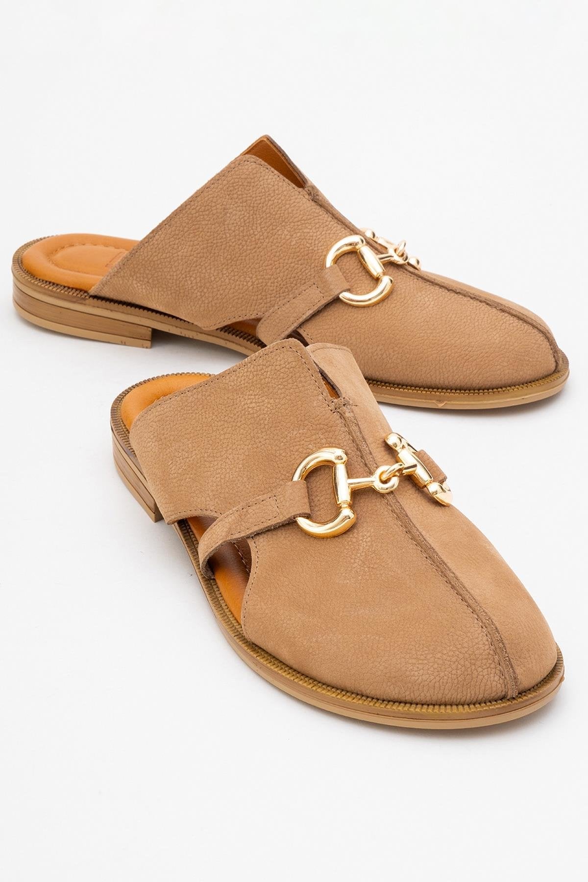 Favor - Beige Suede Leather Mule Slide (Women)