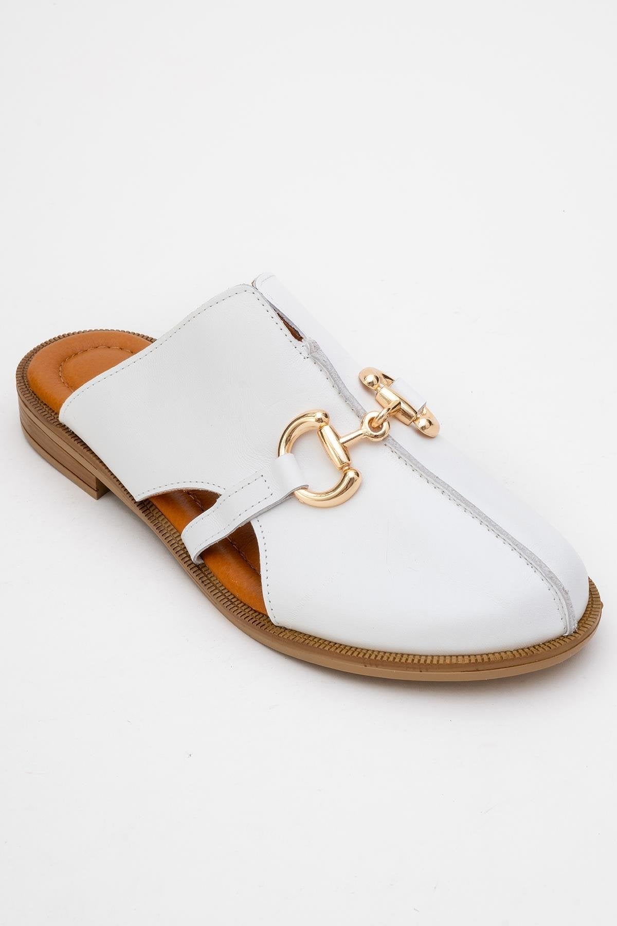 Favor - White Leather Mule Slide (Women)