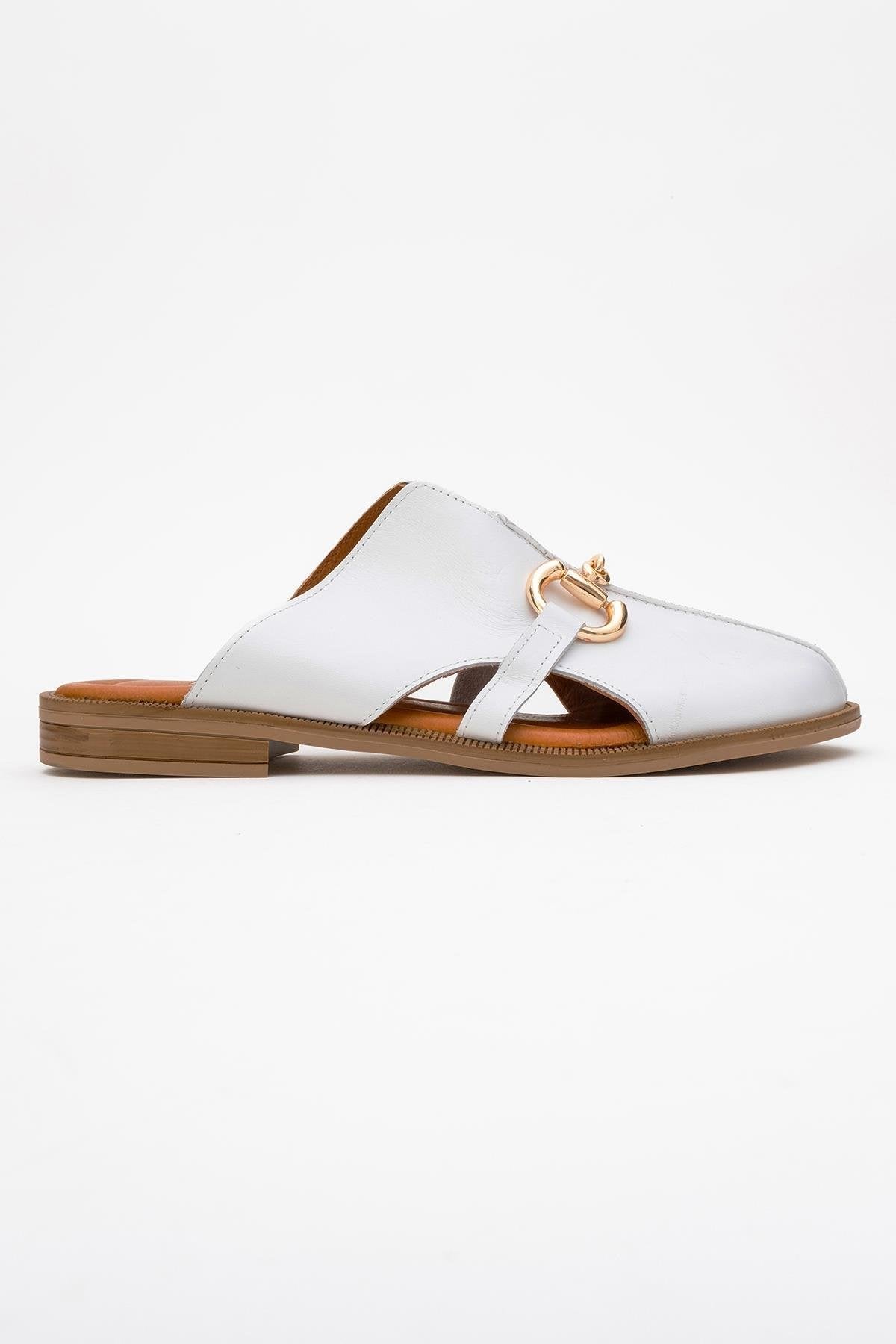 Favor - White Leather Mule Slide (Women)