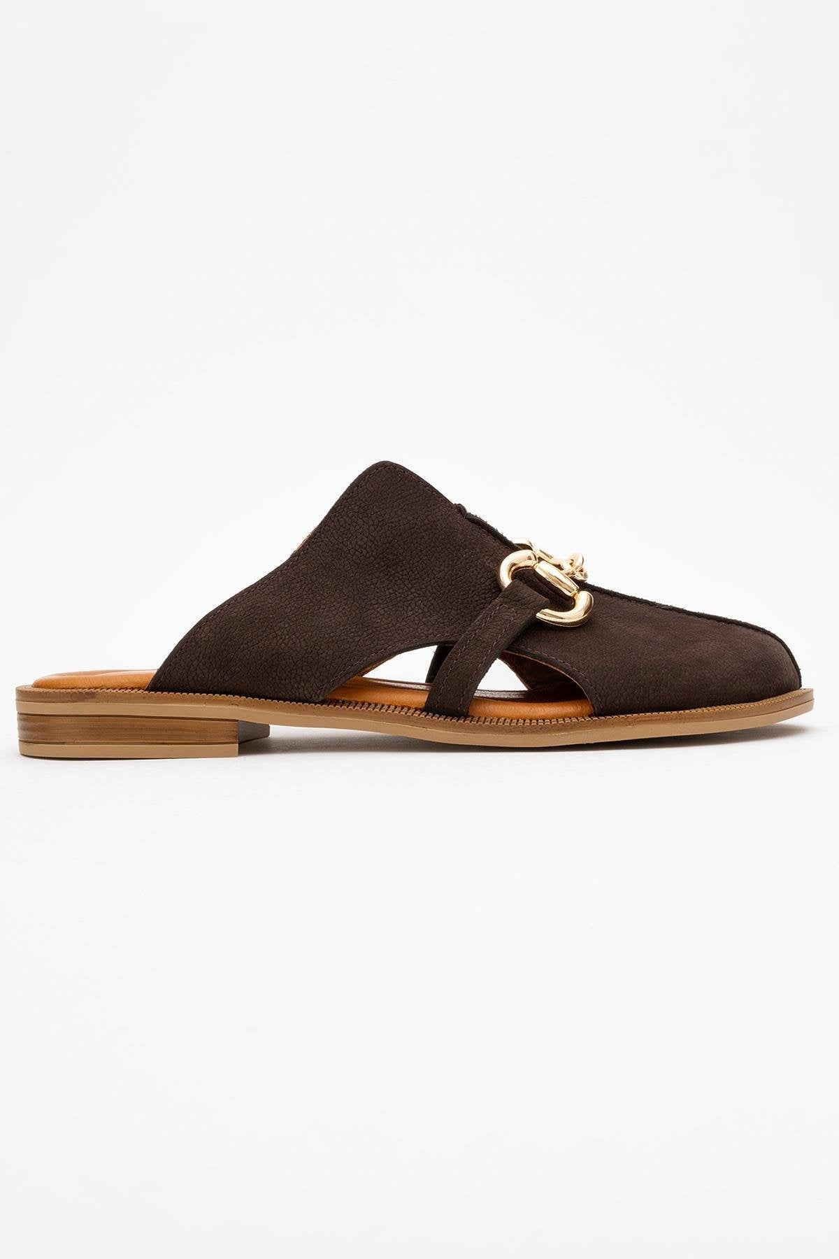 Favor - Brown Suede Leather Mule Slide (Women)