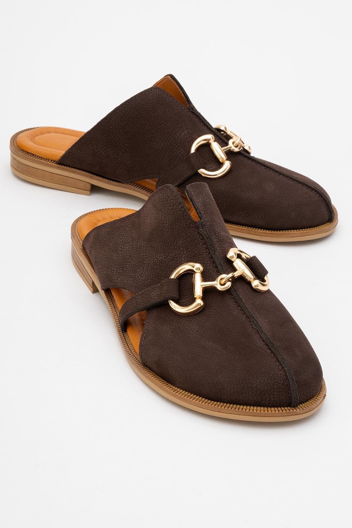 Favor - Brown Suede Leather Mule Slide (Women)