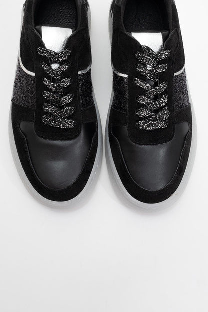 Felipe - Black Glitter Leather Sneakers (Women)