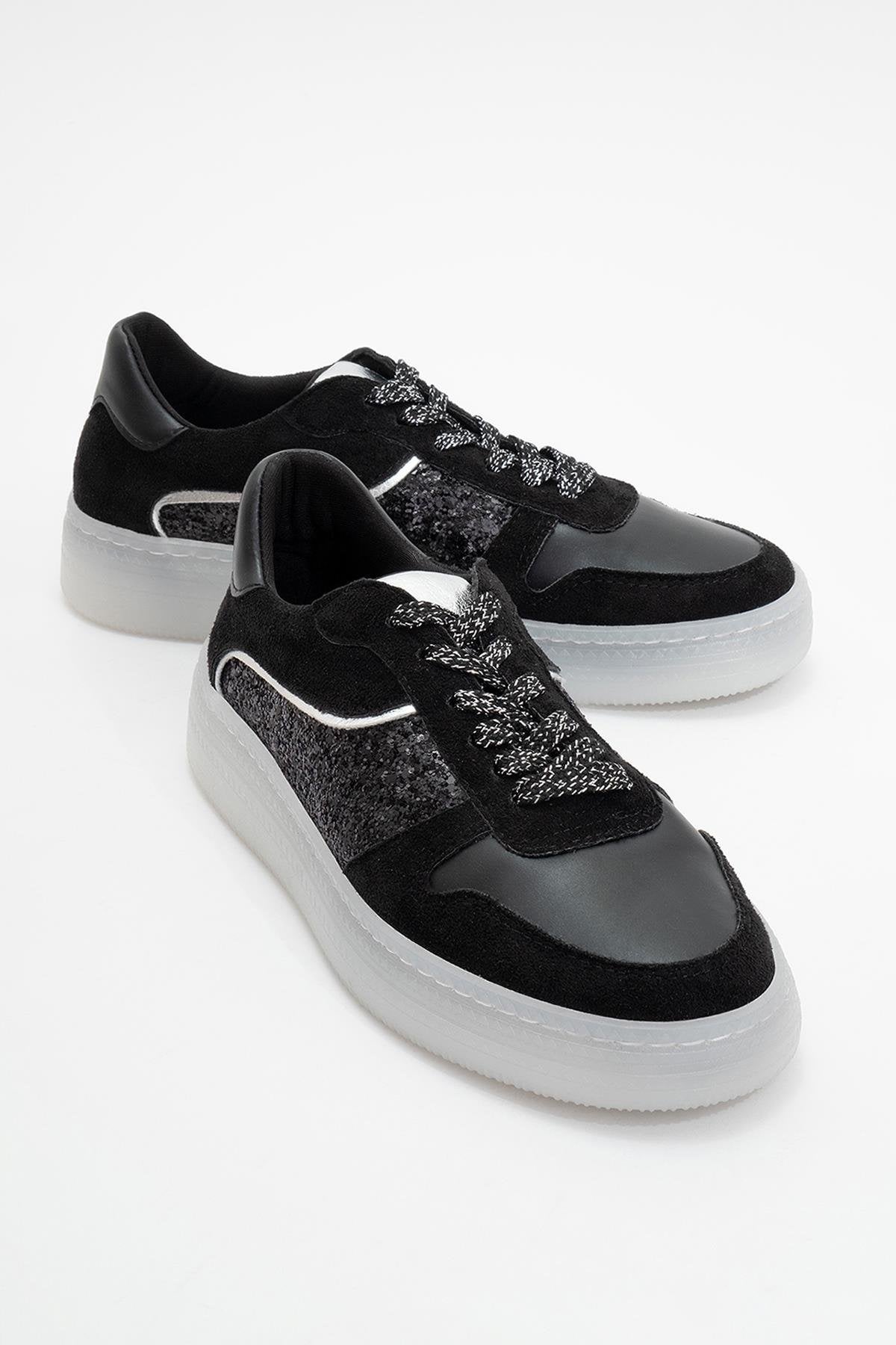 Felipe - Black Glitter Leather Sneakers (Women)