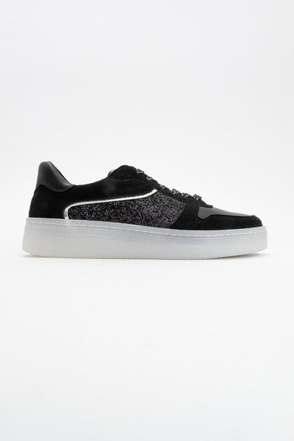 Felipe - Black Glitter Leather Sneakers (Women)
