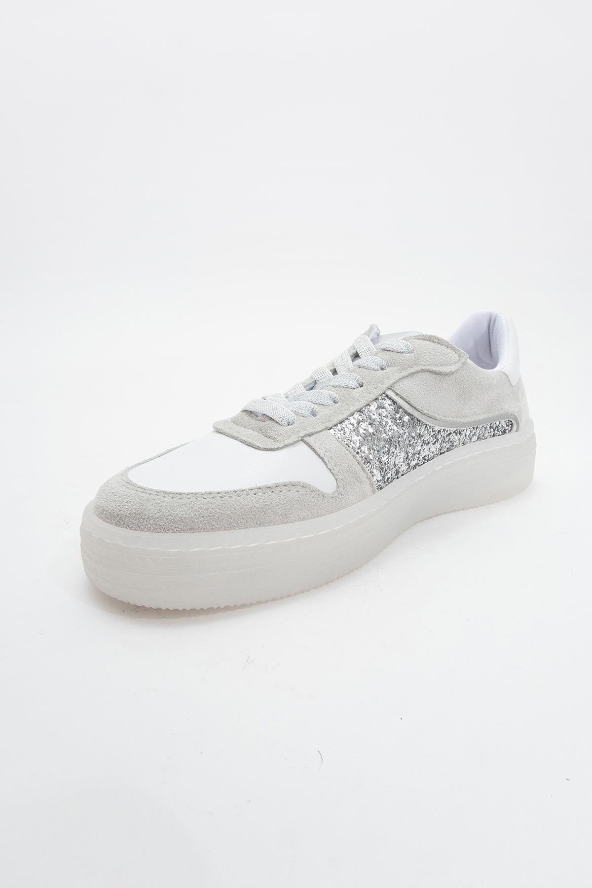Felipe - Silver Glitter Leather Sneakers (Women)