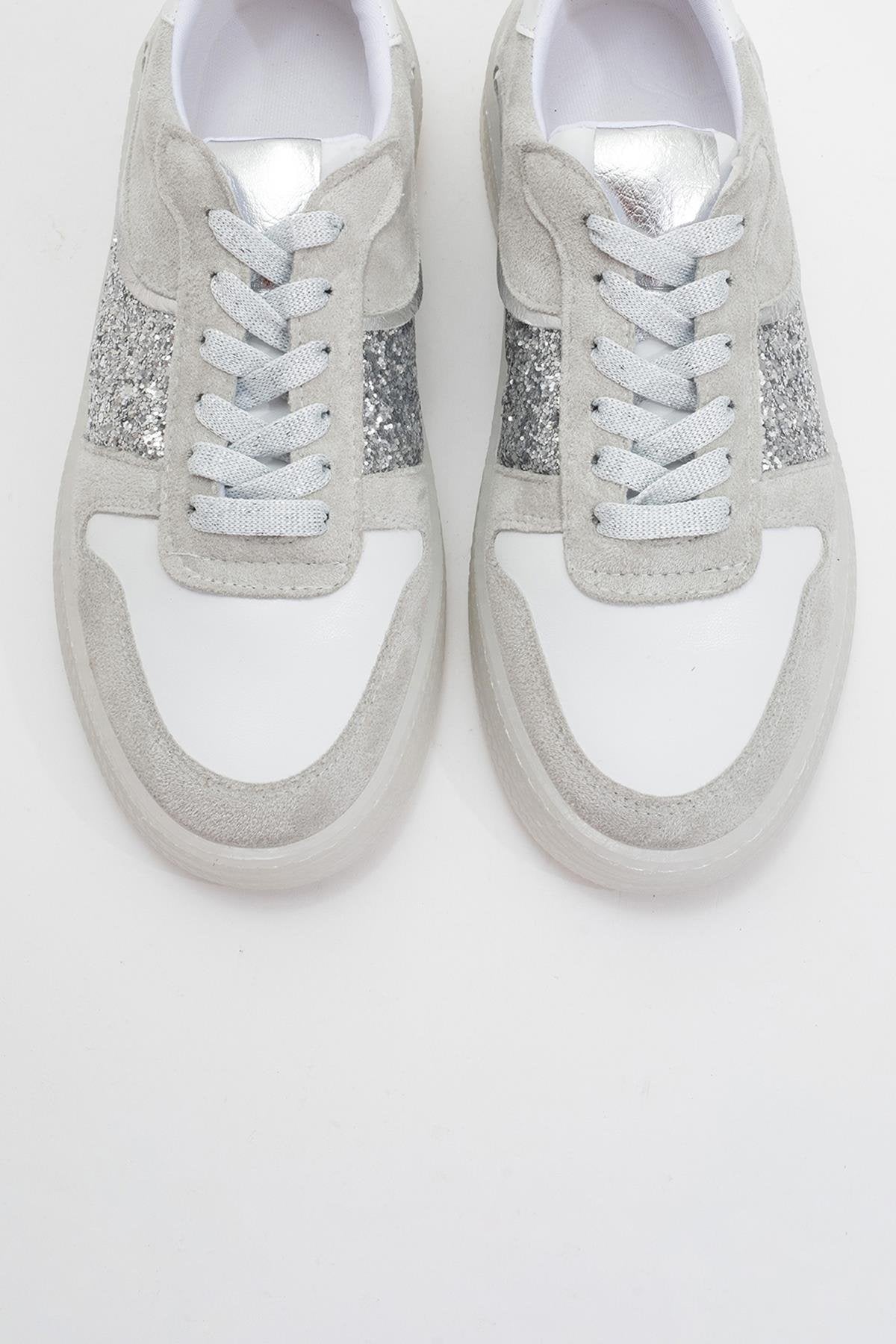 Felipe - Silver Glitter Leather Sneakers (Women)