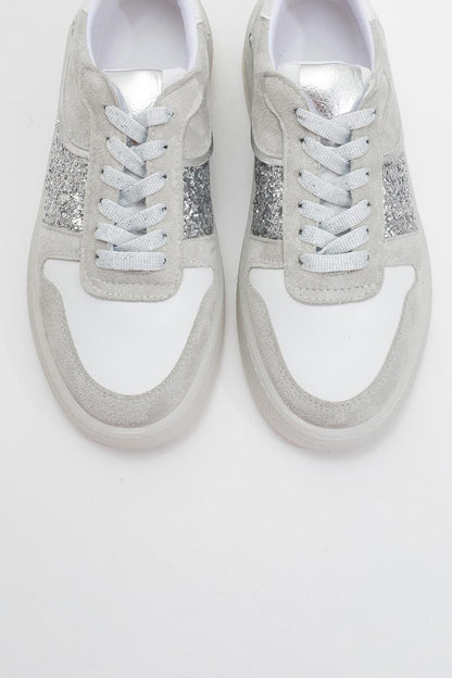 Felipe - Silver Glitter Leather Sneakers (Women)