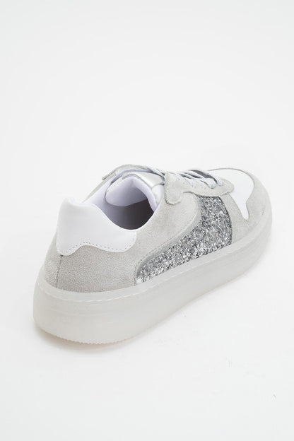 Felipe - Silver Glitter Leather Sneakers (Women)
