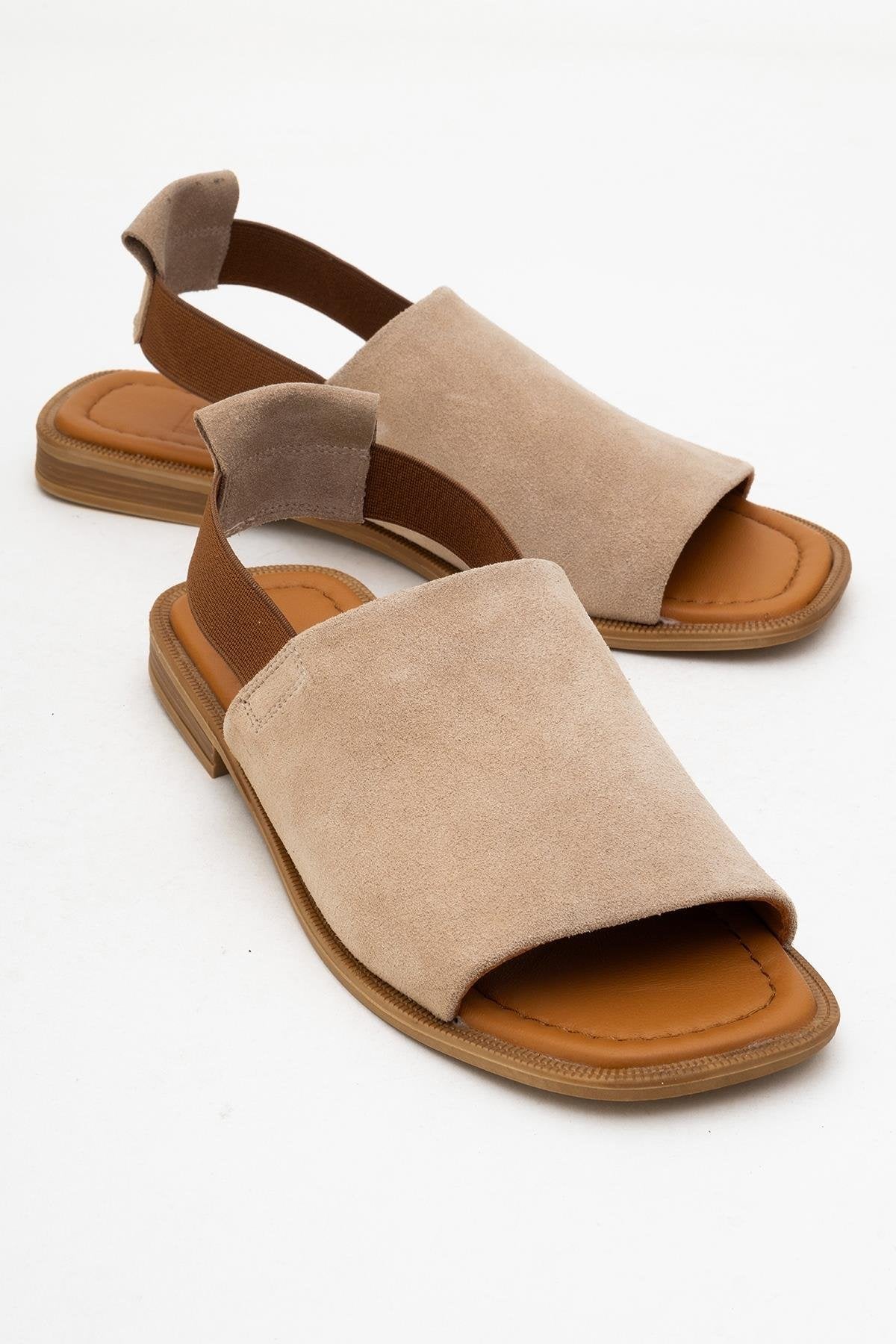 Fuela - Beige Suede Leather Sandals (Women)