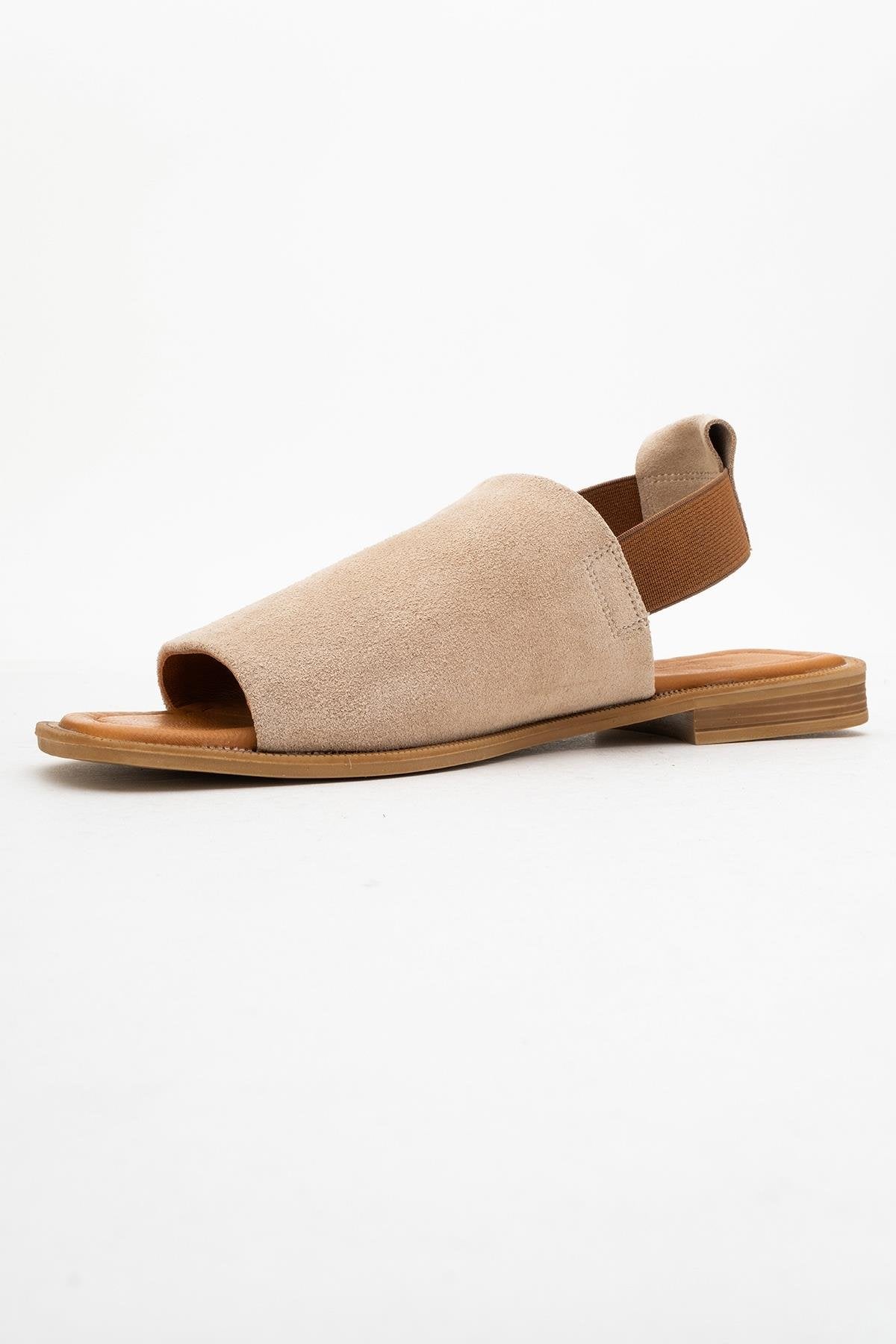 Fuela - Beige Suede Leather Sandals (Women)