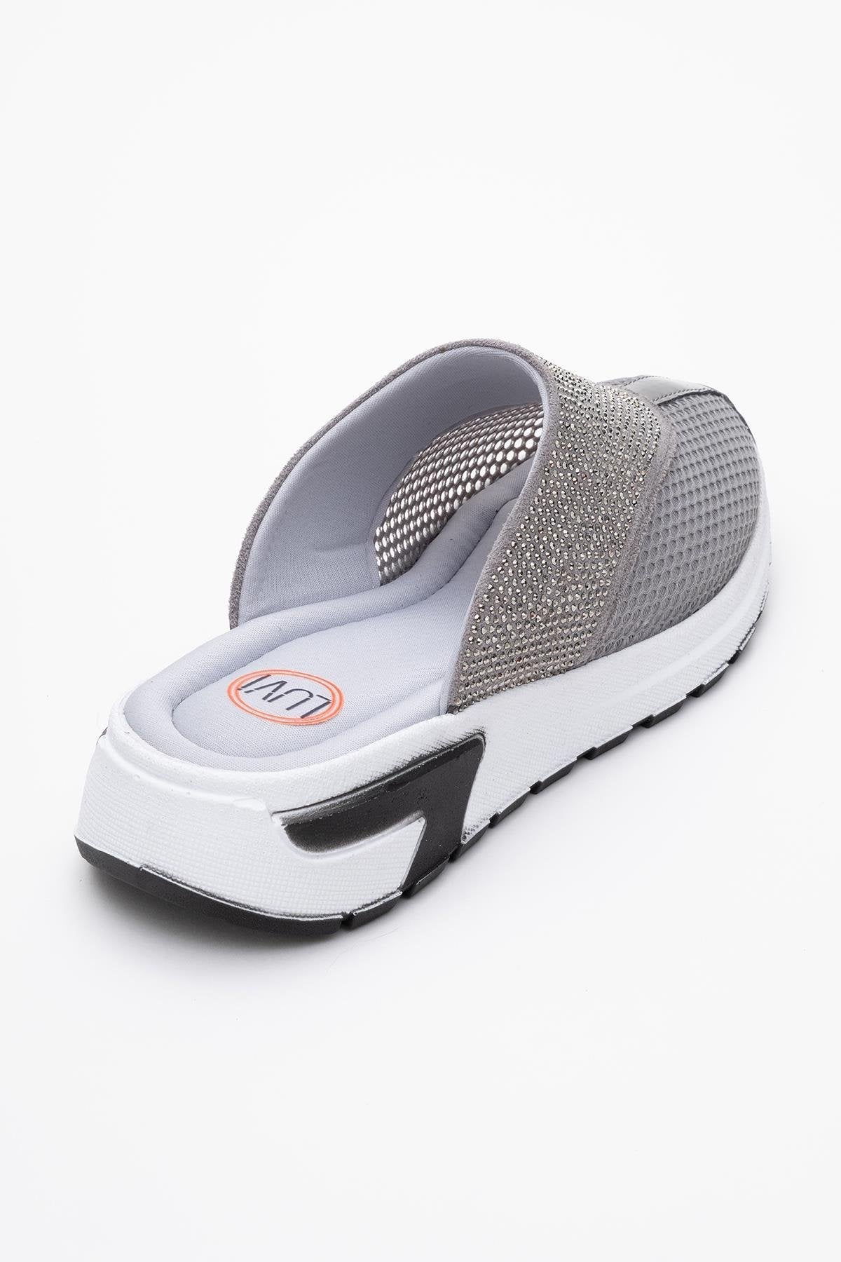 GLEA Grey Mesh Rhinestone Mules (Women)