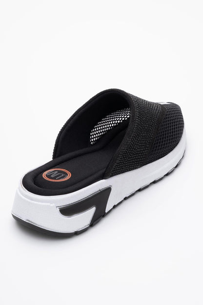 GLEA Black Mesh Rhinestone Mules (Women)