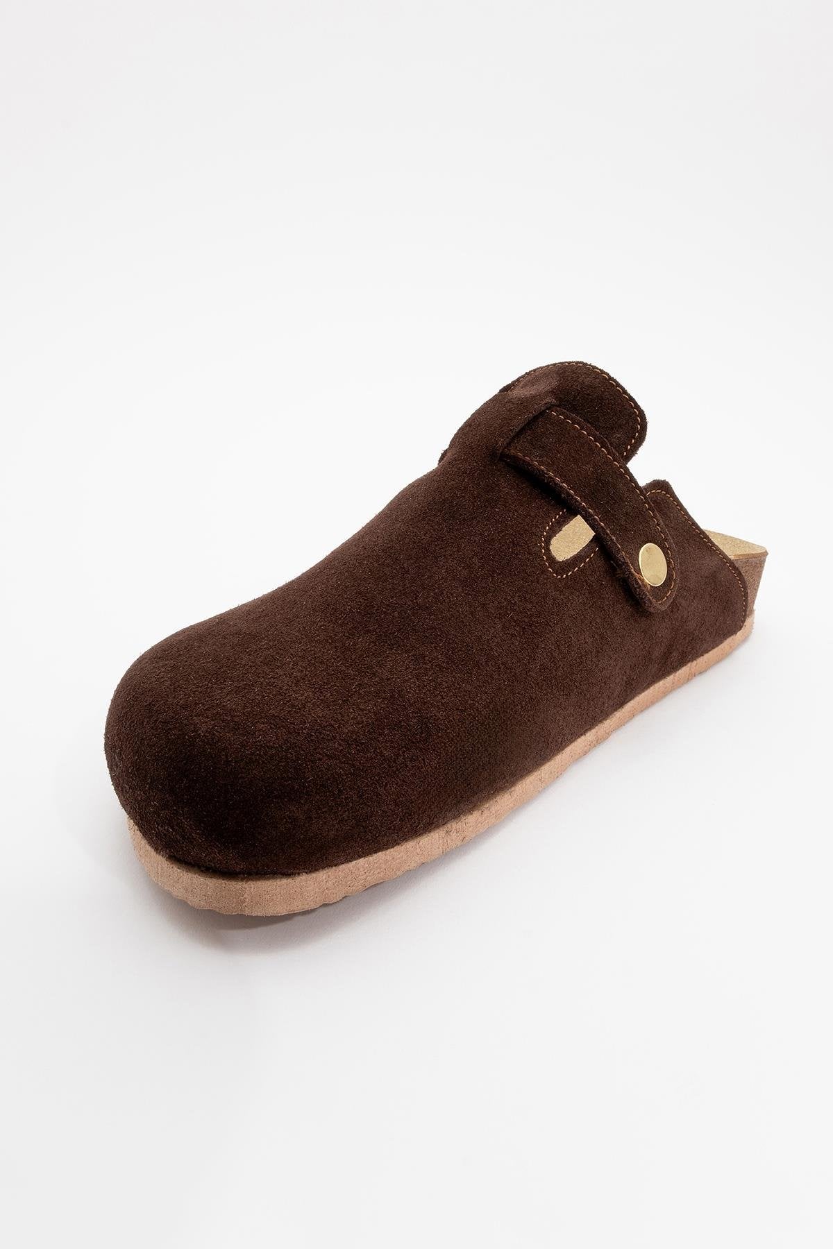 Gons - Brown Suede Leather Clogs (Women)
