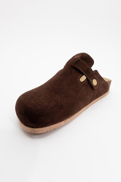 Gons - Brown Suede Leather Clogs (Women)