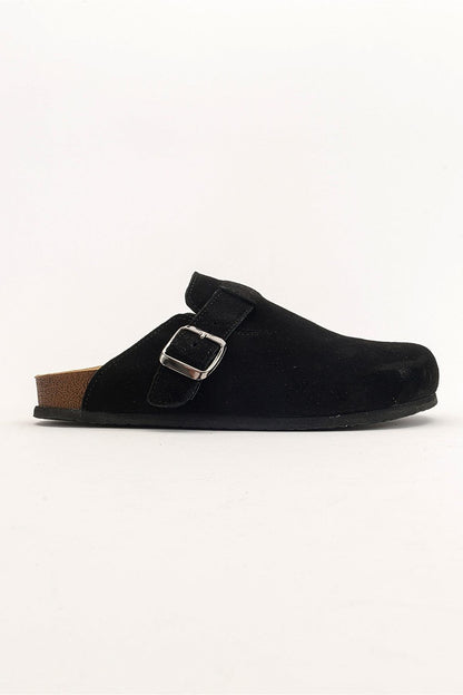 Gons - Black Suede Leather Clogs (Women)