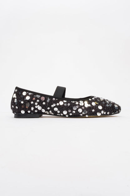 Grego Silver Sequin Embellished Flat (Women)