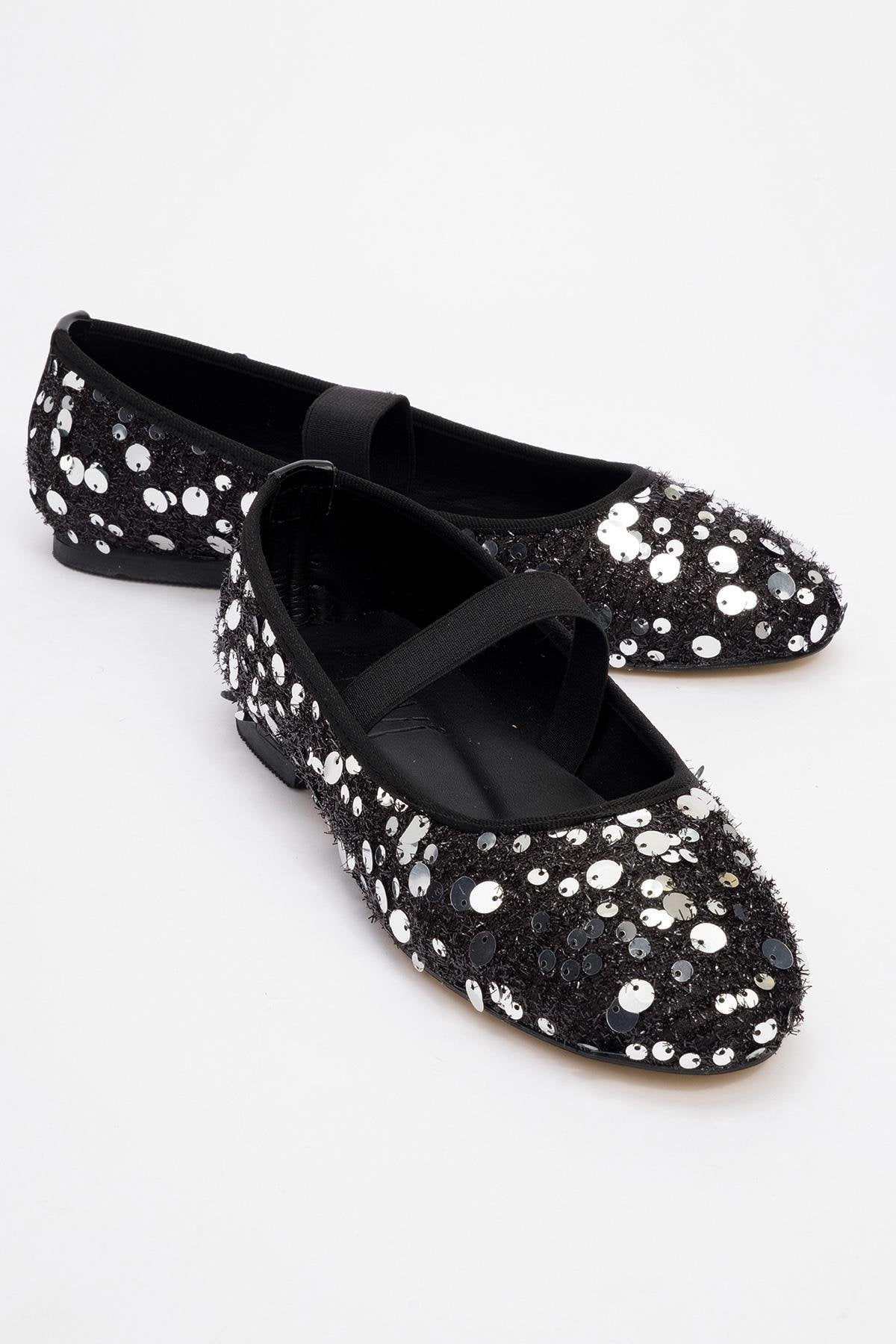 Grego Silver Sequin Embellished Flat (Women)