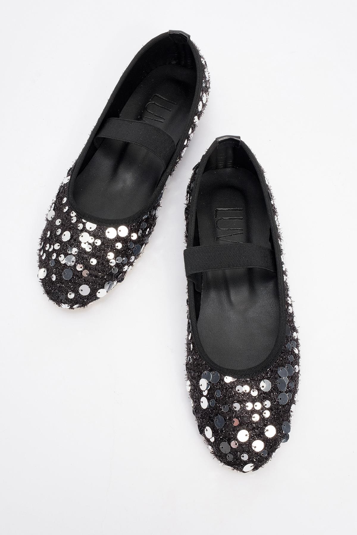 Grego Silver Sequin Embellished Flat (Women)