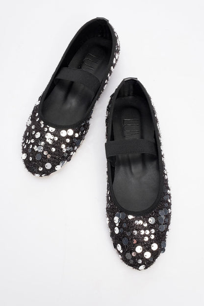 Grego Silver Sequin Embellished Flat (Women)