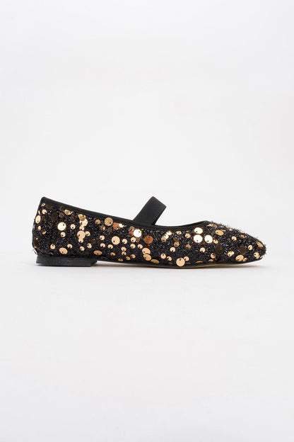 Grego Gold Sequin Embellished Flat (Women)