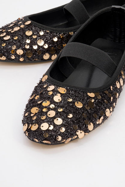 Grego Gold Sequin Embellished Flat (Women)