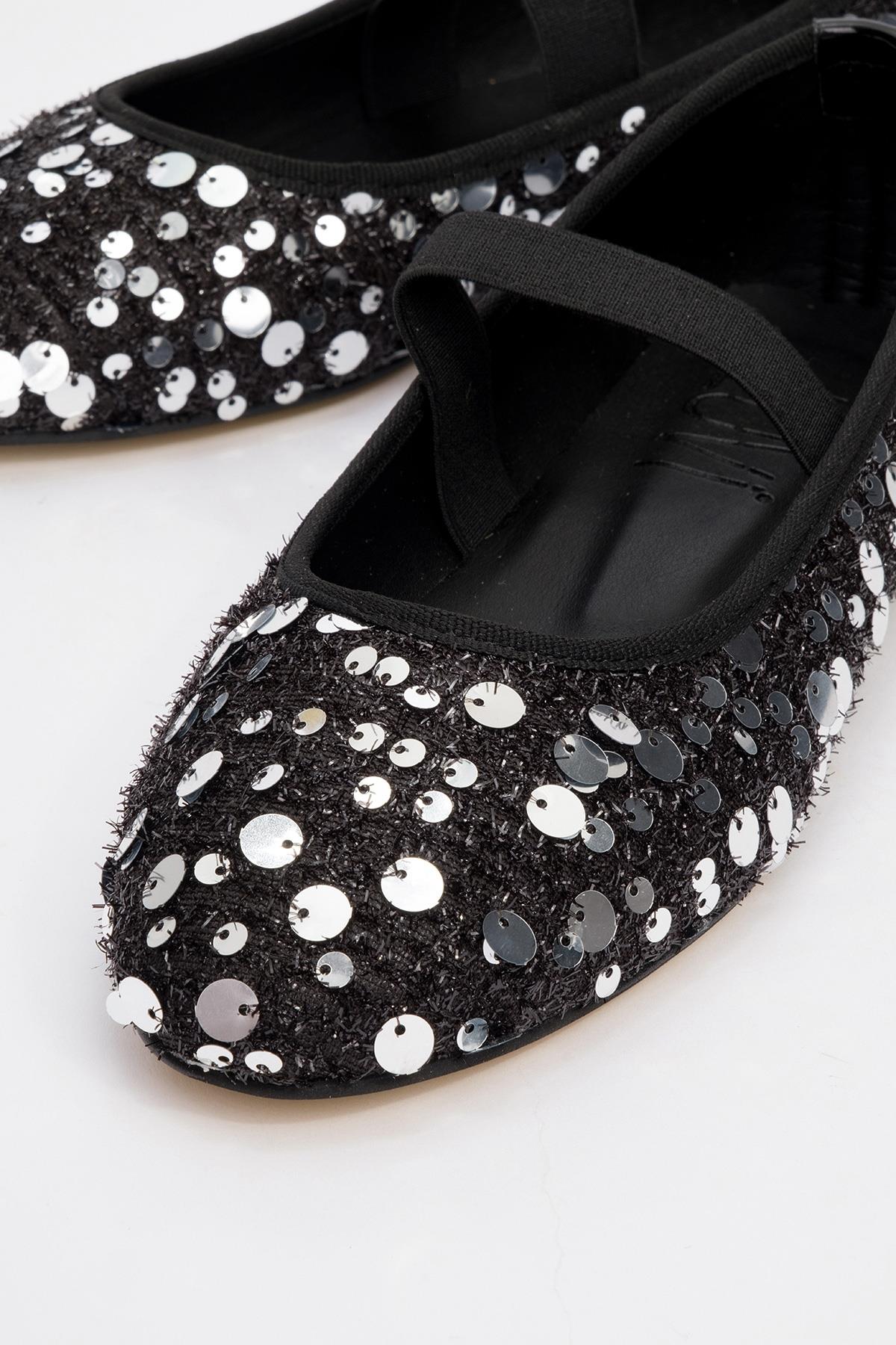 Grego Silver Sequin Embellished Flat (Women)