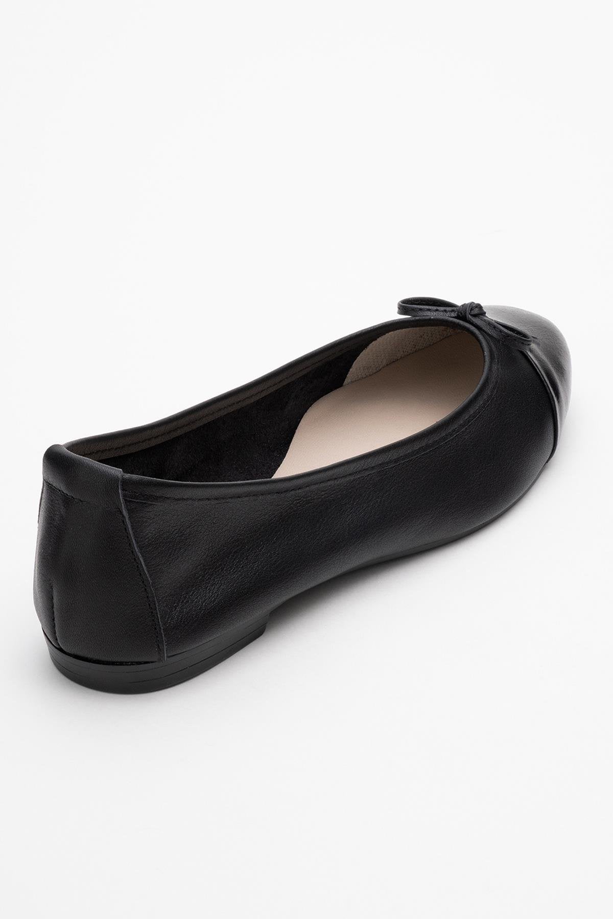Jens - Black Toe Cap Leather Ballet Flats (Women)
