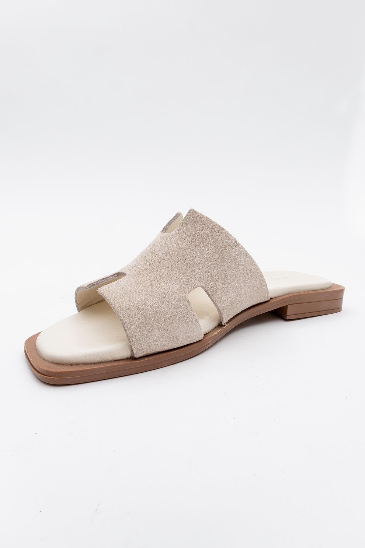 Jez - Beige Suede Leather Slide Sandal (Women)
