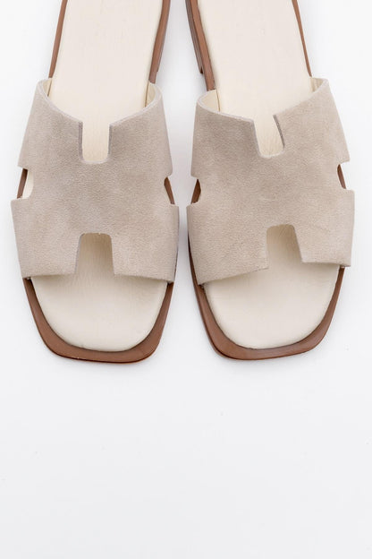 Jez - Beige Suede Leather Slide Sandal (Women)