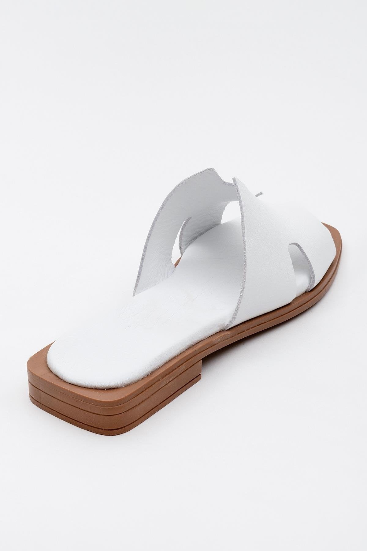 Jez - White Leather Slide Sandal (Women)