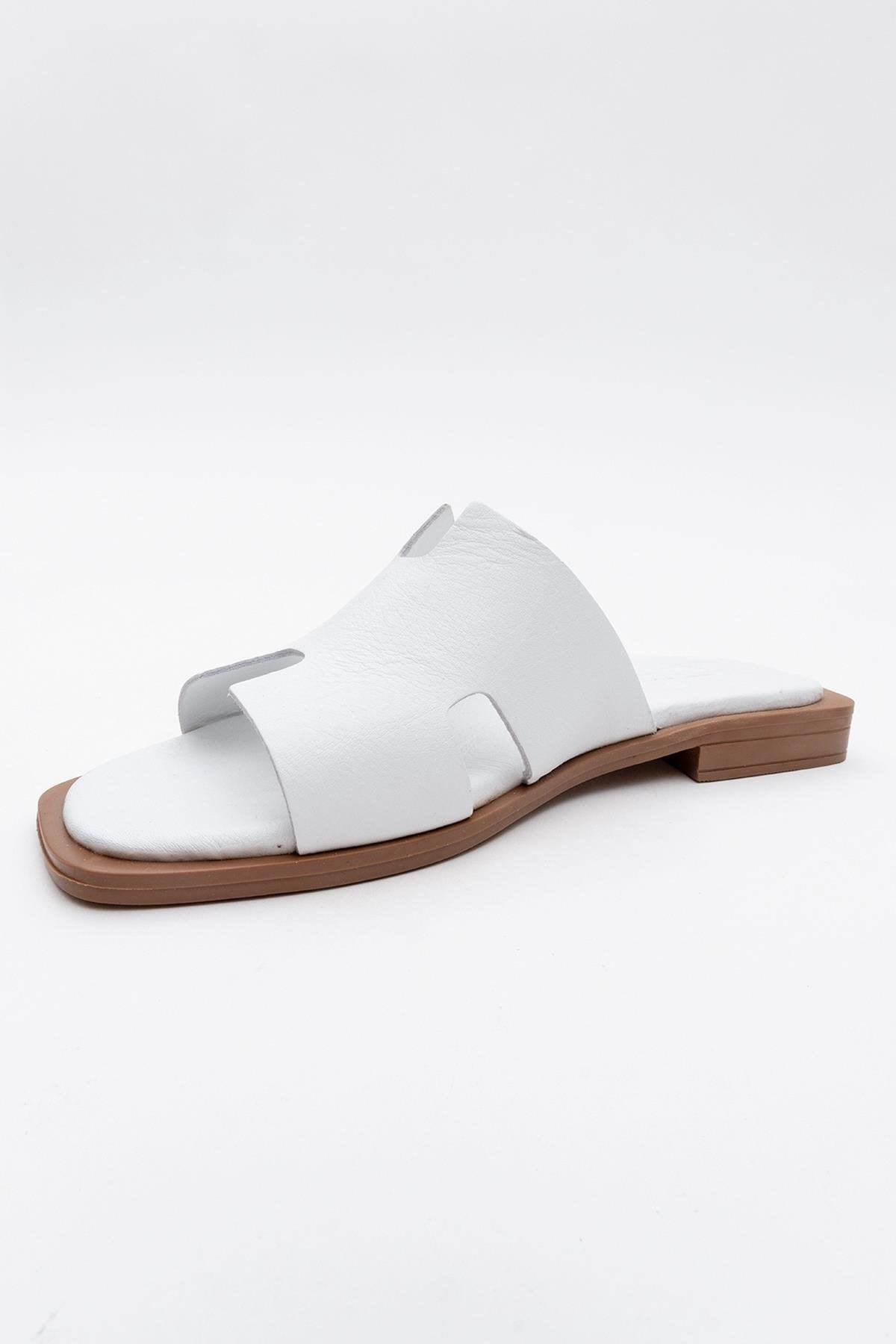 Jez - White Leather Slide Sandal (Women)