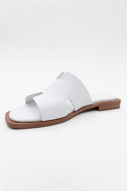Jez - White Leather Slide Sandal (Women)