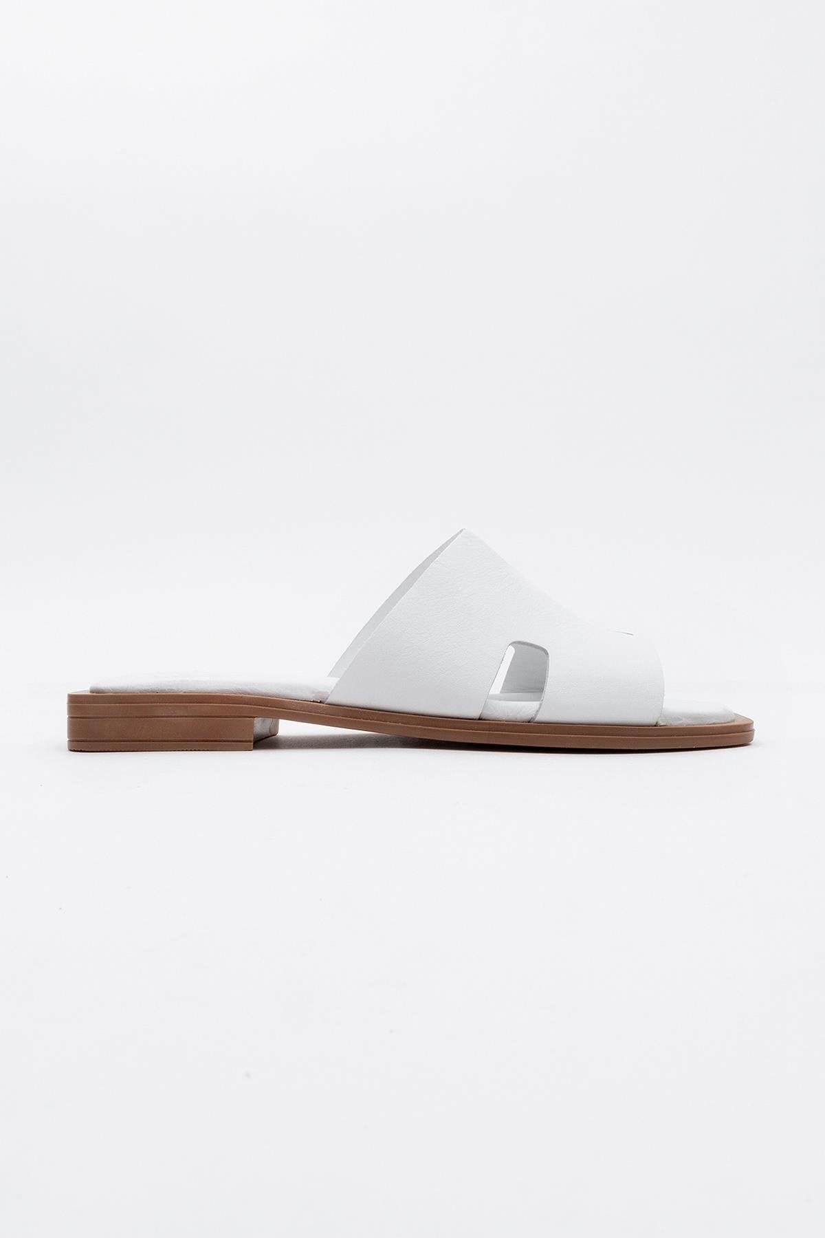 Jez - White Leather Slide Sandal (Women)