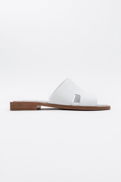 Jez - White Leather Slide Sandal (Women)