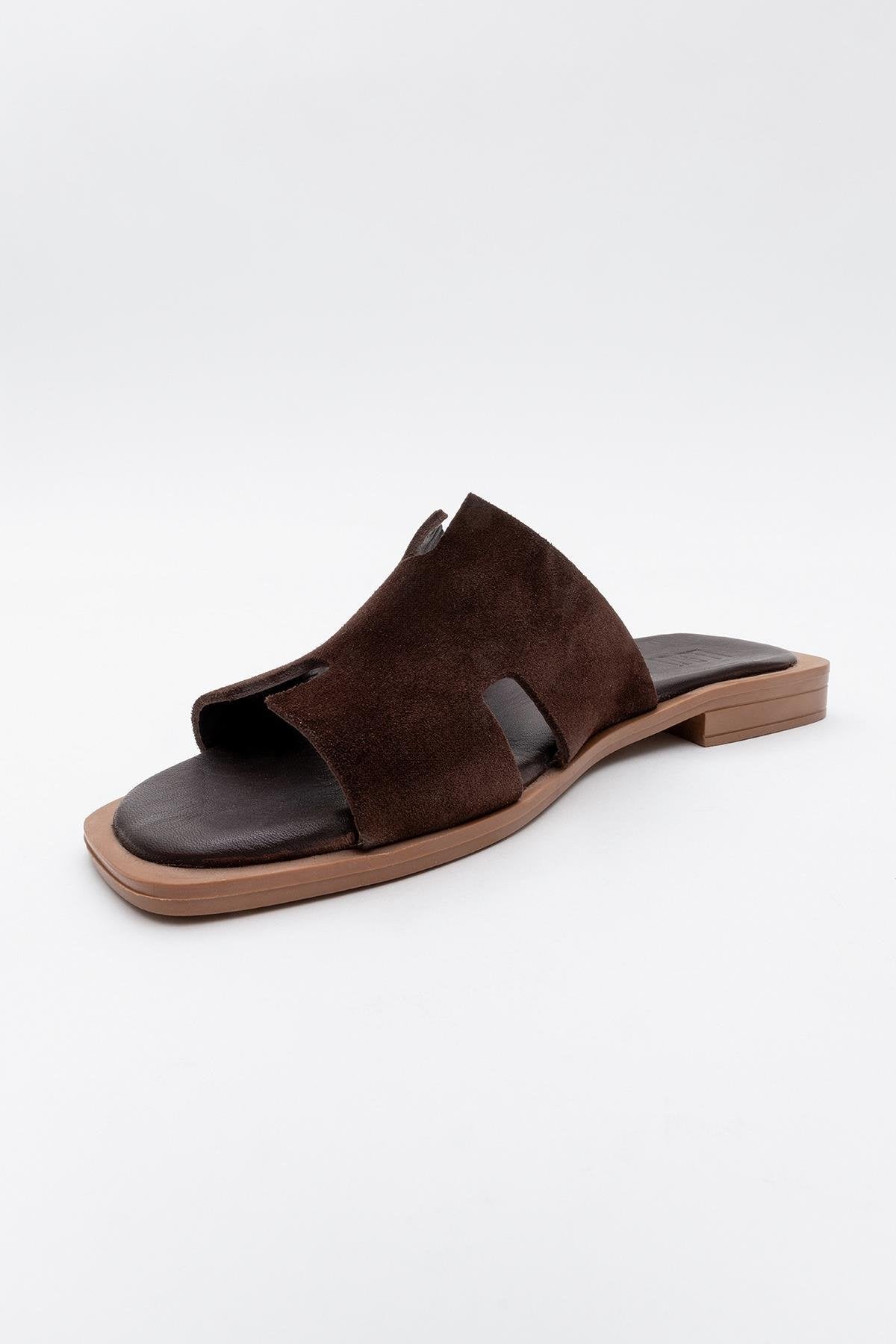 Jez - Brown Suede Leather Slide Sandal (Women)