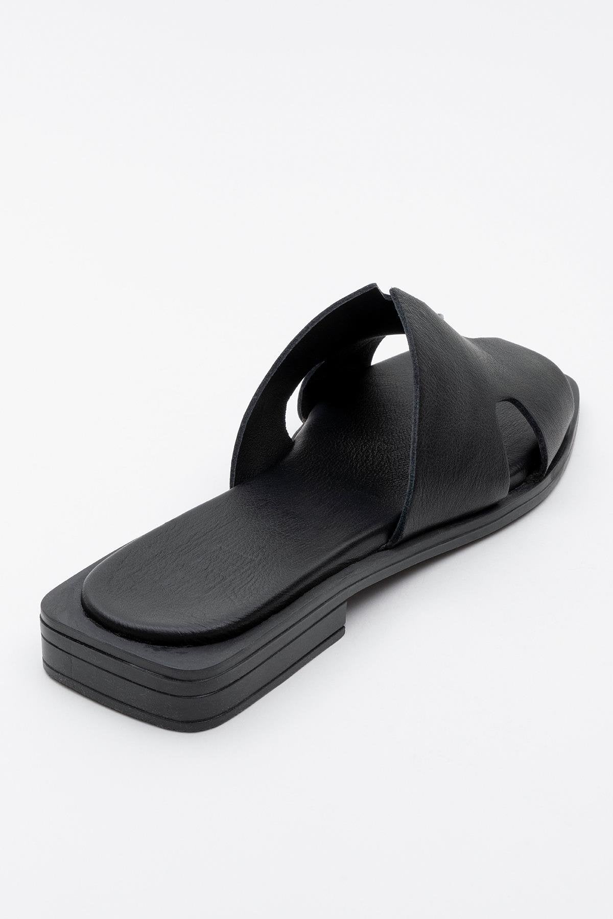 Jez - Black Leather Slide Sandal (Women)