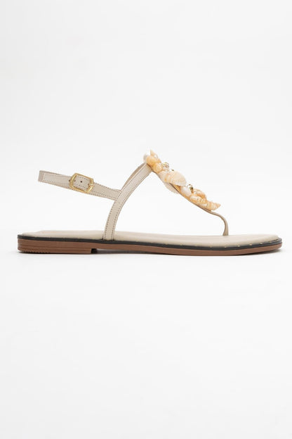 JOE Beige Leather Thong Sandal (Women)