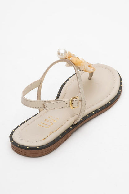 JOE Beige Leather Thong Sandal (Women)